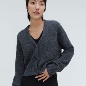 Blue Everlane Alpaca Crew Neck Cardigan